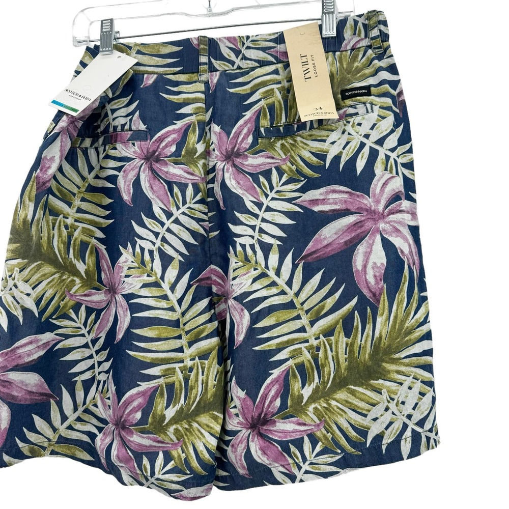 Scotch & Soda Tropical Printed Pleated Twill Shorts In Multicolor Size 34 NWT - Picture 3 of 10